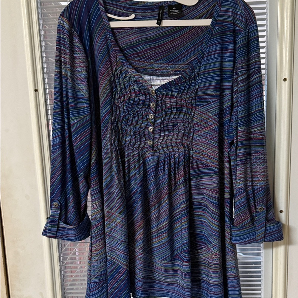 New Directions Vibrant Striped Tunic